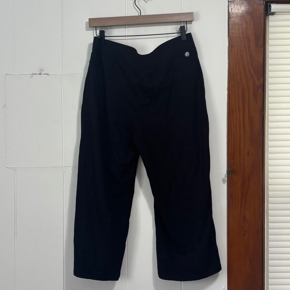 T by Talbots Womens Black Wide Leg Cropped Pants UPF 50+ Cotton Modal Size M - Picture 2 of 4